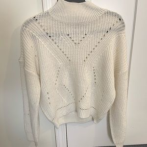 White low crop turtleneck sweater
